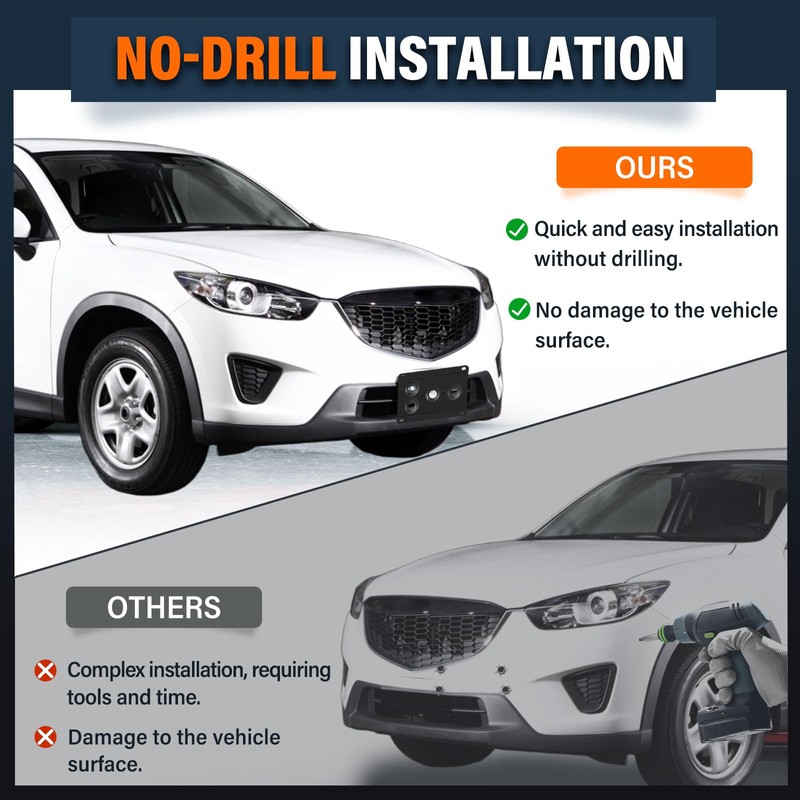 No Drill Tow Hook License Plate Mount Relocator Bracket Kit