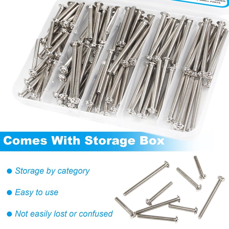Yinpecly 120 Pcs Cabinet Pulls Knobs Screws, M4x25/30/35/40/45/50mm