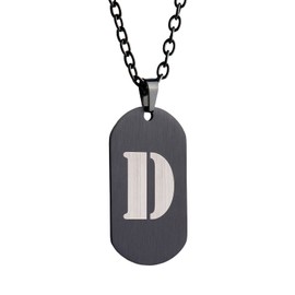 LUCKMAN Collar Hombre de Inicial Letra, Cadena con Dije, Acero Inoxidable Color Negro y Plata – Joyería y Accesorios para Hombre, Ideales como Regalos para Hombre Originales Cumpleaños y Regalos para Papá, Modelo Dylan