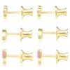 Gold Plated 3-Pair Set Bow Ribbon, Rainbow, Flower Mini Stud