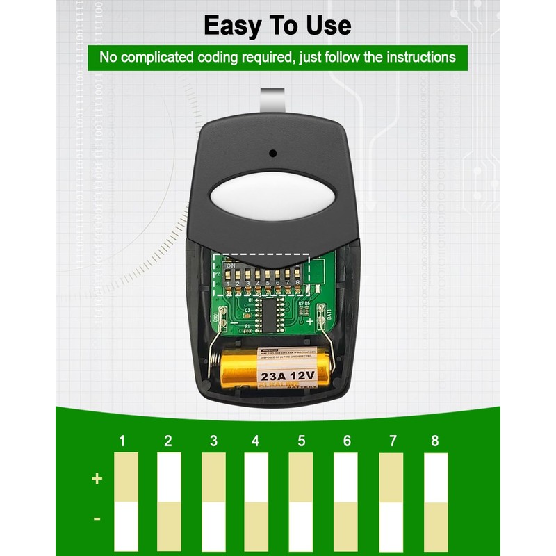 Vaticas 8 Dip Switch Garage Door Opener Remote Fit for