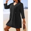 Daci Plus Size Women Terry Cloth Swimsuit Cover Up Black
