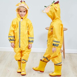 Suerba Kids' Raincoat with Reflective Tape, Rain Gear, Storage Bag Included, For Boys and Girls, Rainwear for Rainy Season, yellow