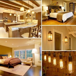 Diodesy- Vintage Edison LED Bulbs ST18 with Nostalgic Filament Pack of 4 7W (60W Equivalent) Dimmable 2100K Amber Light 650 Lumens E26 Base Antique Glass Style for Home Office Bathroom UL Listed