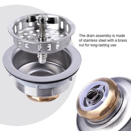 304 Stainless Steel Kitchen Sink Twist Lock Basket Drain Assembly W/Brass Nuts-VARNAHOME