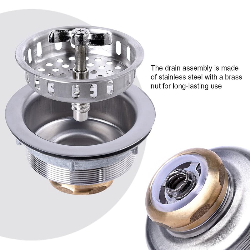 304 Stainless Steel Kitchen Sink Twist Lock Basket Drain Assembly