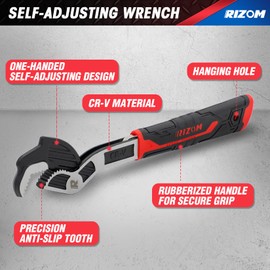 Rizom Pipe Wrench Set, 6” 8” 10” Self Adjusting Wrench, Plumbers Wrench with Self Tightening Function for 9/32”-1 3/8” (7-35mm) Pipe Fittings and Nuts