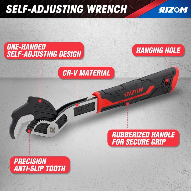 Rizom Pipe Wrench Set, 6” 8” 10” Self Adjusting Wrench,