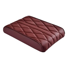 Car Center Console Cover Pad, Leather Auto Console Arm Rest Cover, Waterproof Car Armrest Seat Box Cushion Protector, Memory Foam Armrest Pillow for Most Cars (Burgundy)