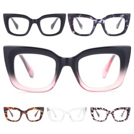 TRENVIE Reading Glasses for Women, 6 Pack Fashion Cat Eye Blue Light Blocking Computer Readers Anti Glare UV Eyeglasses (Mix-1, 2.5, Diopters)