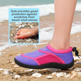HKR Kids Beach Shoes Girls Water Swim Quick Dry Aqua Surf Wetsuit Barefoot Outdoor Skin Sports Shoes Light Purple/Pink 4.5 UK