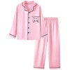 Mikrdoo Girls Silk pajamas Sets: Long Sleeve Sleepwear Button-Down 2