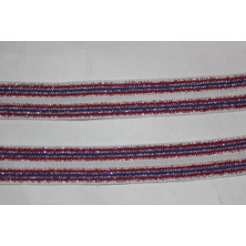 Unbranded 10 yards red white blue metallic stripes 4th july stretch foldover elastic 5/8"