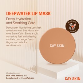 Cay Skin Deepwater Hydrating Lip Mask (.7 Oz) - Lip Sleeping Mask W/Sea Moss, Hibiscus Extract, Vitamin E, & More - Vegan Non-Sticky, Vanilla & Brown Sugar Flavored Overnight