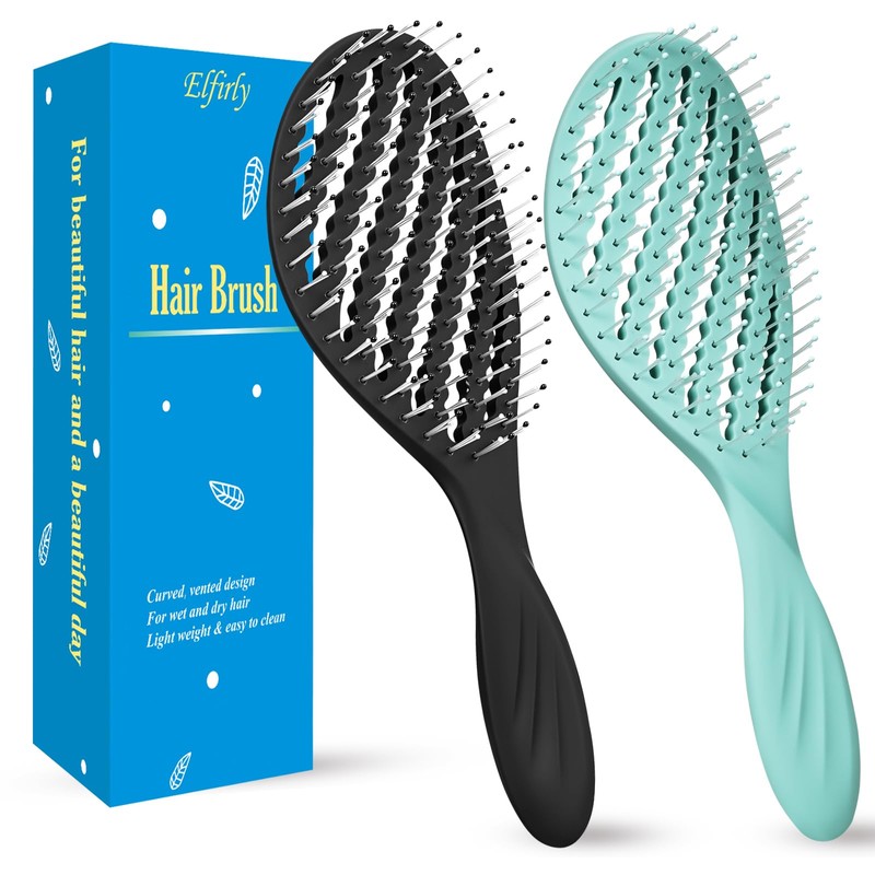 Cepillo para el cabello, paquete de 2, cepillos desenredantes curvos