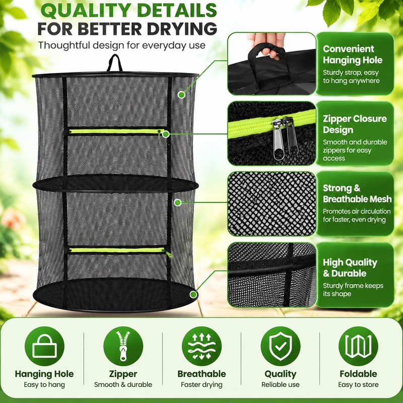 Multi-Layer Food Drying Net for Herbs, Fruit, Fish & Meat