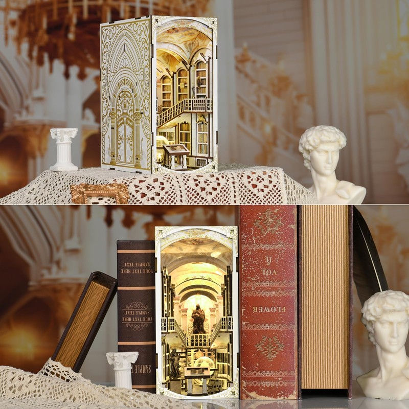 MiniCity DIY Book Nook Kit for Adults, 3D Wooden Puzzle