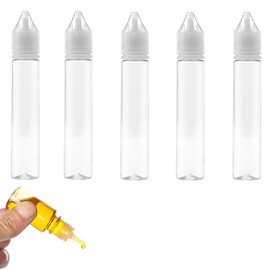 HAUUFENN Needle Bottle, 1.0 fl oz (30 ml), Set of 5, Bape Liquid Refill, Clear, Leak Proof, Dropper Bottle, Small Bottle, For DIY Liquids