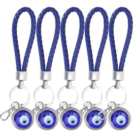 5Pcs Evil Eye Keychain, Lucky Eye Keychain Blue Turkish Amulet Pendant Keyring Jewelry Holiday Gift Craft