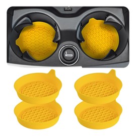 Zpana 4PCS Car Cup Holder Coasters, Silicone Non-Slip Vehicle Cup Recessed Mats, Sift-Proof Automotive Interior Drink Insert Decor Accessories, Universal for SUV, Sedan, Truck (Yellow)