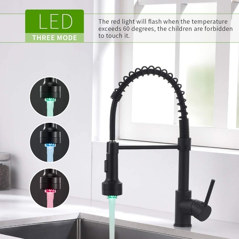 GIMILI Black Kitchen Faucet with Sprayer Modern Single Handle Pull