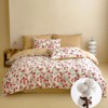 CinYana Red Floral Duvet Cover Set Reversible 100% Cotton Duvet