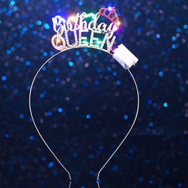 Zoestar Happy Birthday Headband Rhinestone Birthday Queen Party Hair Accessories Women (Silver, One Size)