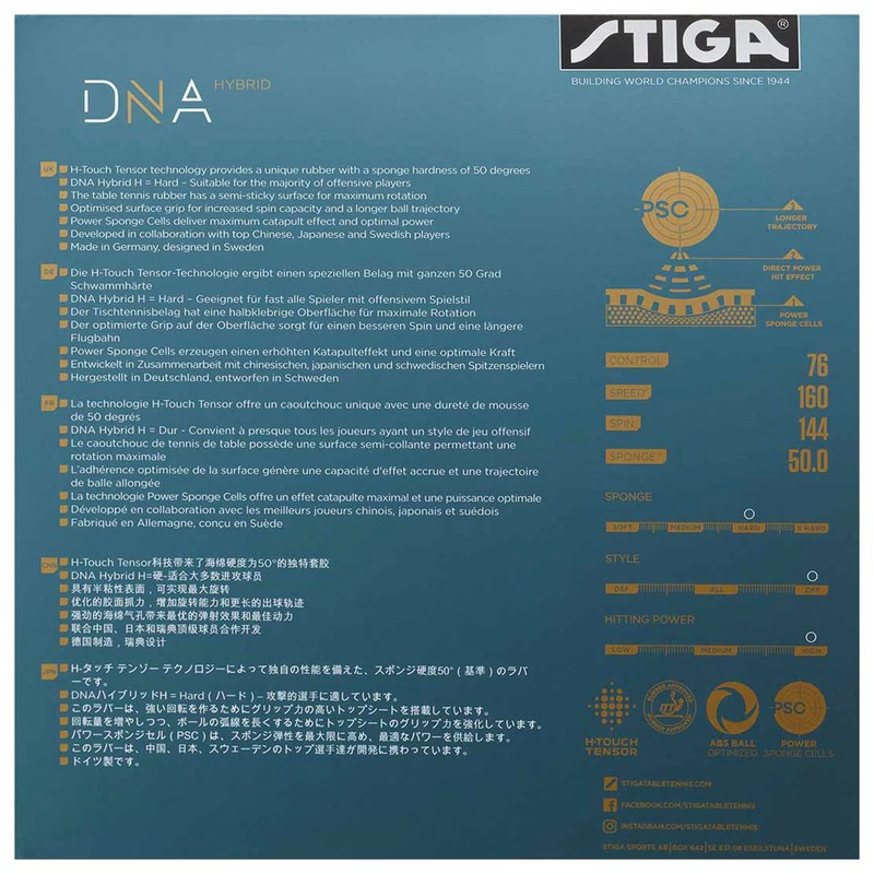 Stiga DNA Hybrid H Table Tennis Pad with 50 Degree