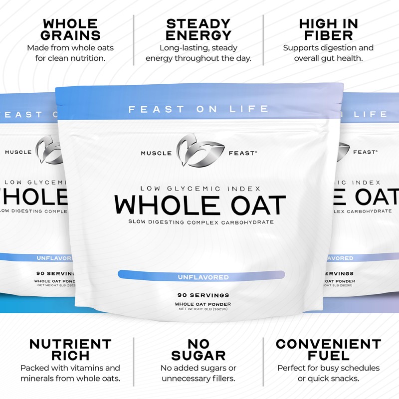 Muscle Feast Whole Oat Powder All Natural and Complex Carb
