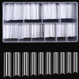 400Pcs XXL Extra Long Nail Tips, No C Curve Clear Square False Nails Professional Set,10 Sizes Ballerina Shaped Straight Fake Nails,Half Cover Press on Nails Extension Kit for Salons & DIY Nail Art