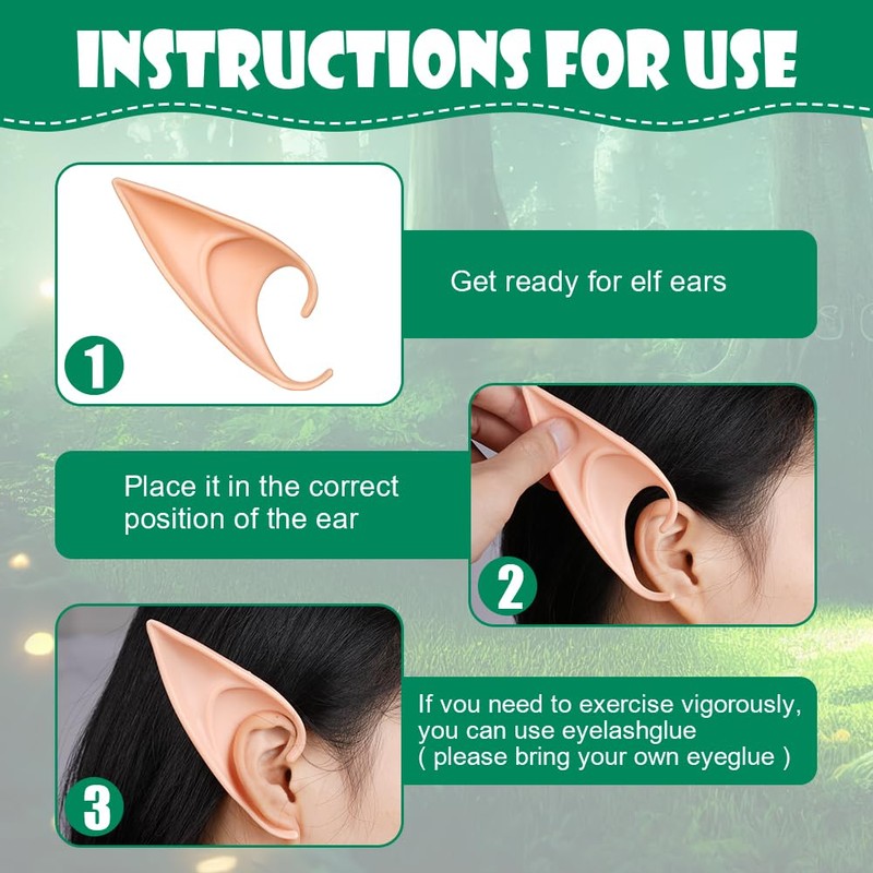 Aomig Elf Ears, 2 Pairs Fairy Pixie Elf Ears for