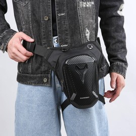 Waniki Motorcycle Leg Bag Waterproof Thigh Bag Bum Bag for Men Women Belt Bag Motorcycle Bag Belt Bag with Removable Leg Strap for Cycling Hiking, Light, Modernity, Black, Black (black-a)