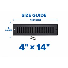 Sierra Grates 4"H x 14"W [Duct Opening] Toe Kick Vent Cover | 2x10 Cabinet Toe Kick Space Register Grille | Outer Dimensions: 6" X 16" | Black