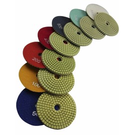 Konfor 4 Inch Wet Diamond Polishing Pads 7 Pcs Set Best of The Buffing Polishing Pads Kit for Marble Granite Concrete
