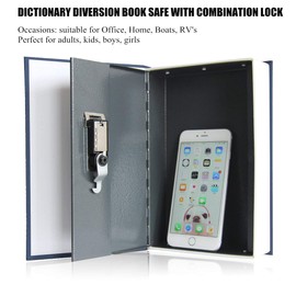 Book Safe with Combination Lock Dictionary Diversion Money Box, Portable Safe Box, Great for storing Money (Medium, Blue)