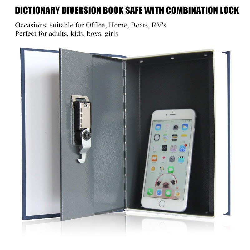 Book Safe with Combination Lock Dictionary Diversion Money Box, Portable