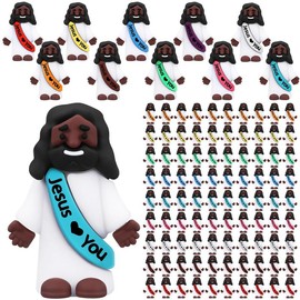 25 Pcs Mini Black Jesus Little Black Jesus Tiny Jesus Bulk to Hide and Seek Religious Party Favors Sunday School Gifts - Color: 100Pcs Black Jesus