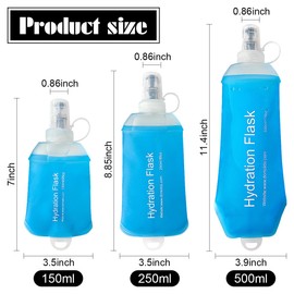 ZESION Blue Soft Flask, TPU Foldable Running Hydration Flask, for Hydration Packs/Running Vests-Running, Hiking, Cycling Folding Bottle-17 oz (500 ml)
