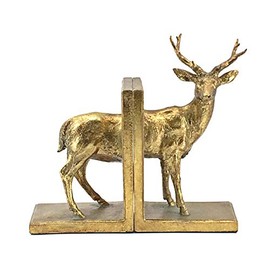 Bellaa 21855 Deer Bookends Vintage Style Reindeer Stag Cabin Bookshelf Decor