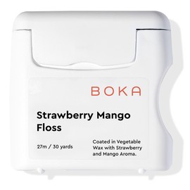 Boka Strawberry Mango Expandable Woven Dental Floss, Made from Natural Vegetable Wax, Teflon-Free, 30 Yards of Waxed Floss (Pack of 1)