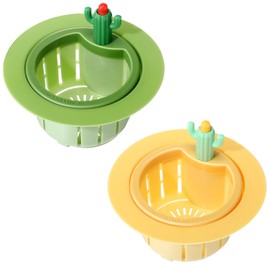 Honeydak 2 Pcs Cactus Sink Drain Strainer Automatic Pressing Dumping Sink Filter Basket Kitchen Waste Collector Filter Plastic Multi-Functional Lifting Catcher Stopper Net Kitchen Accessories for Home