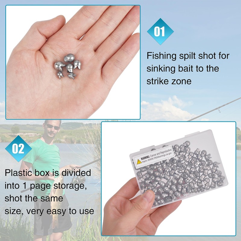Split Shot Fishing Weights Sinkers,120pcs Removable Round Split Shot Sinkers