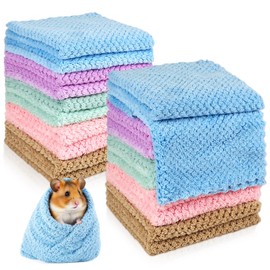 Axigundaone 20 Pcs Coral Fleece Guinea Pigs Blankets Bulk, Washable Hamster Bedding Cage Liners, Small Animal Soft Bedding Blankets for Dog Puppy Rabbit (Multicolor, 12 x 12 Inch)