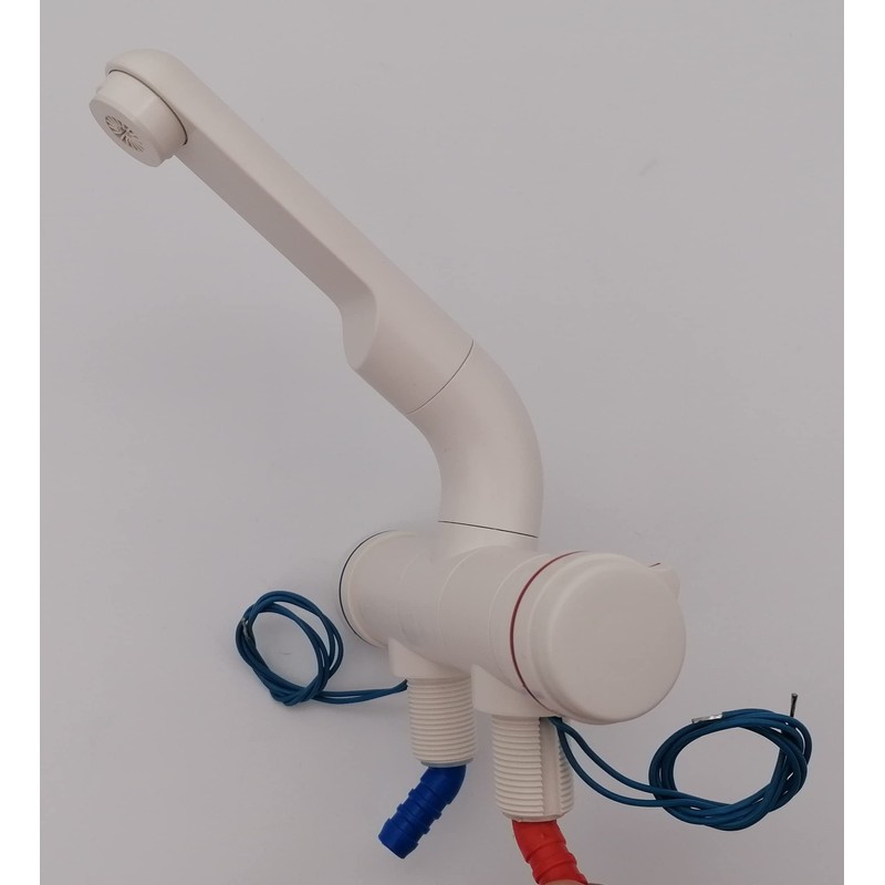 CR-MOESANCO White Compact Mixer Tap + Stainless Steel Clamp for