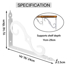 OVOV Decorative Wall Brackets 4 Pack Retro Black White Heavy Duty L Corner Brace Shelf Support Floating Metal Brackets with Screws (White) 5.5inch