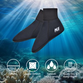 NEO-SPLASH 2 mm neoprene socks, diving socks, non-slip water sports swimming socks, black, S - M