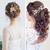 3 Pieces Bridal Hair Clips Golden Flower Hair Pins Tiara