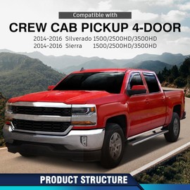 PIT66 Outer Rocker Panel Side Door Sill Plates Compatible with Chevy Silverado/GMC Sierra Pickup Truck Crew Cab 2014 2015 2016