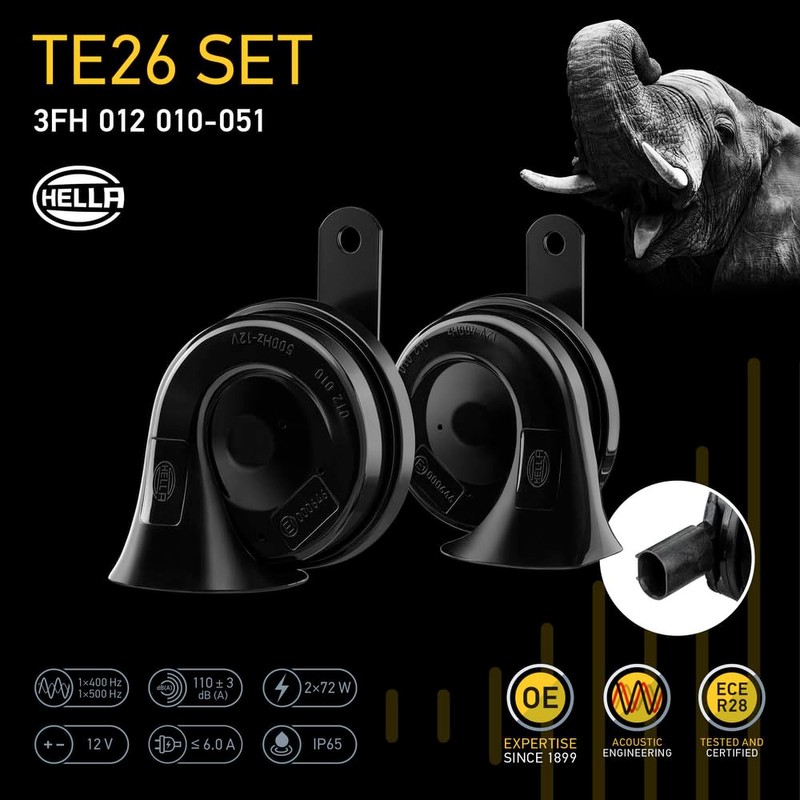 HELLA Trumpet Horn - OE-CONNECT HORN TE26 SET - 12V