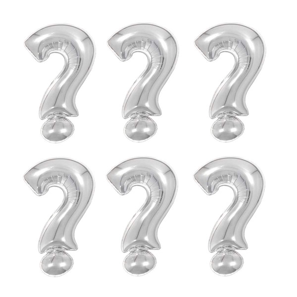 Creaides 10 Pcs Silver Symbol Question Mark Balloons Aluminum Mylar Helium Foil 16 Inch Balloons for Baby Shower Gender Reveal Party Suppliers